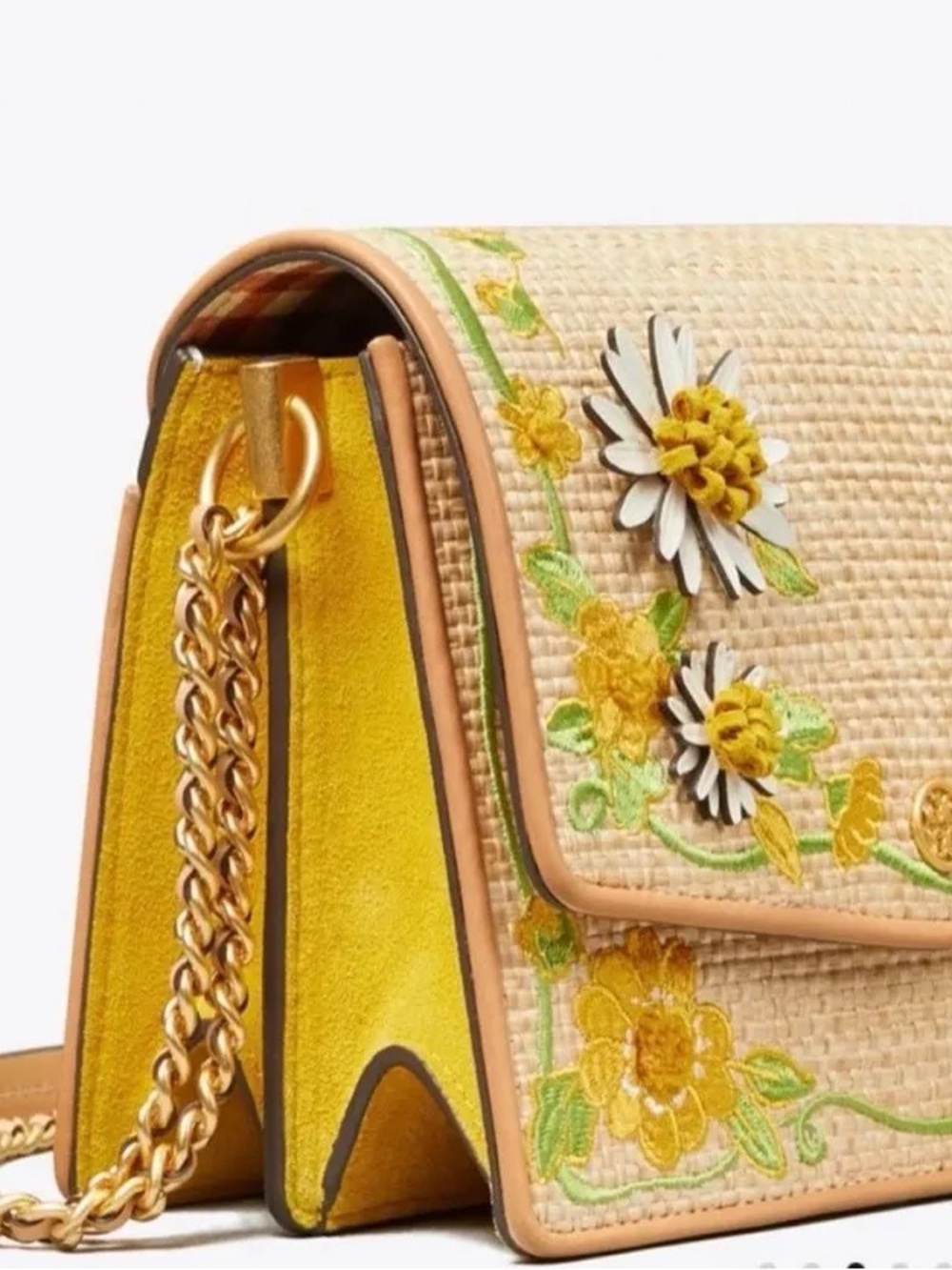 Tory Burch Robinson Embroidered Straw Convertible Shoulder Bag - Natural - Picture 5 of 6